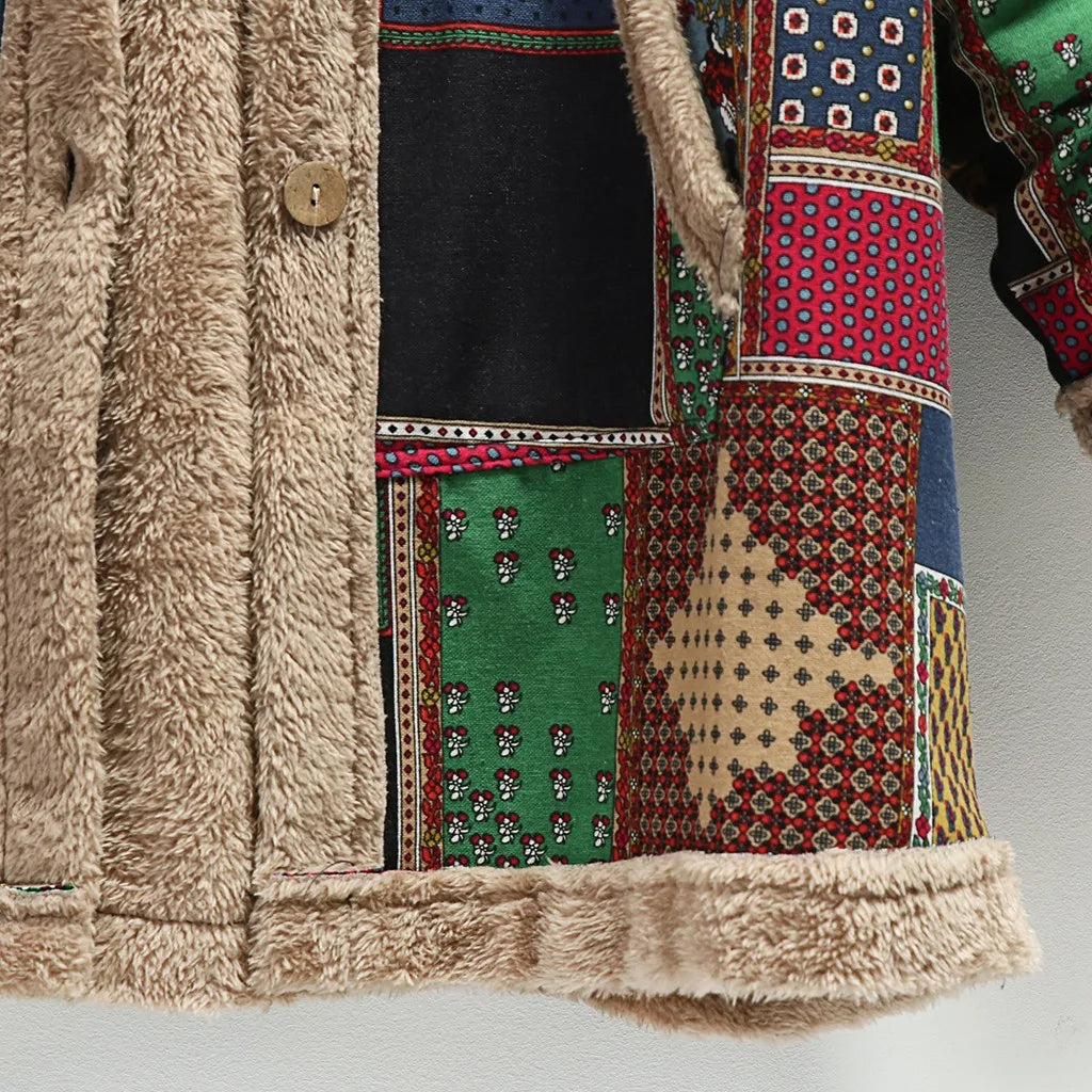 Giuliana Fuzzy Patchwork Jacket
