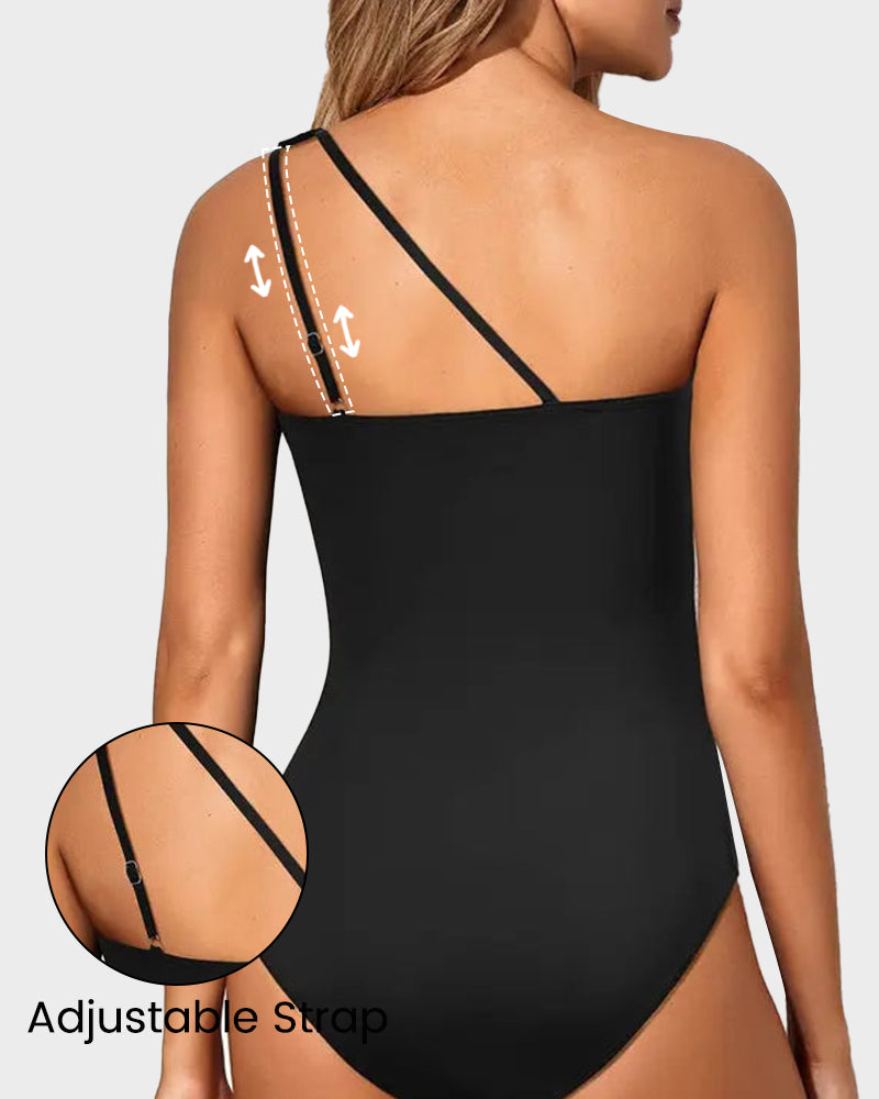 Maillot de bain une pièce à épaule unique avec contrôle du ventre