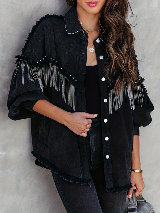 Zara™ - Jeansjacke mit Fransen