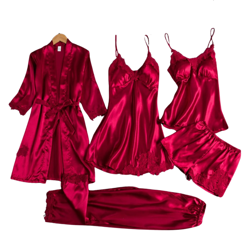 Rosie | Ensemble de nuit en satin 5 en 1