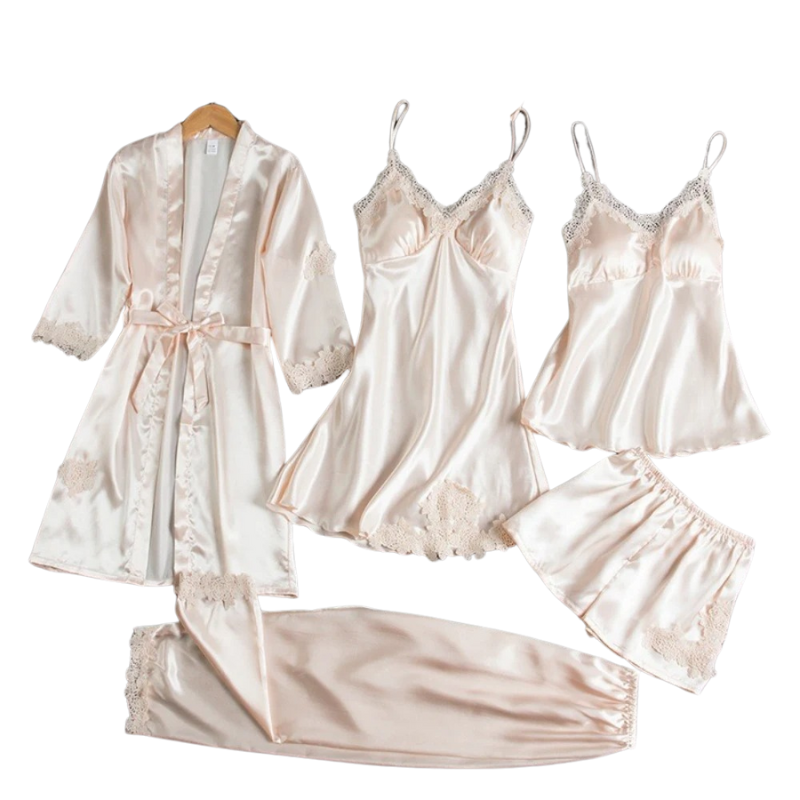 Rosie | Ensemble de nuit en satin 5 en 1