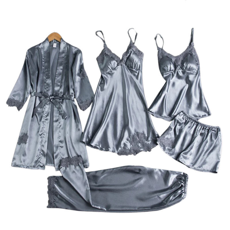 Rosie | Ensemble de nuit en satin 5 en 1