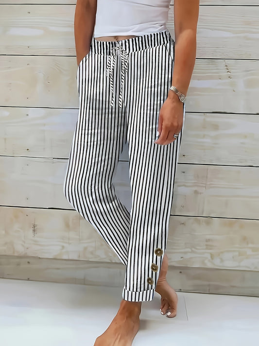 Raquelle™ - Pantalon Rayé Décontracté