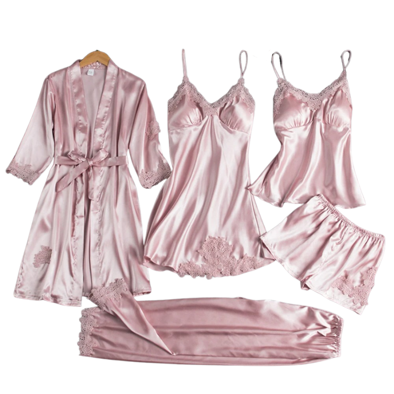 Rosie | Ensemble de nuit en satin 5 en 1