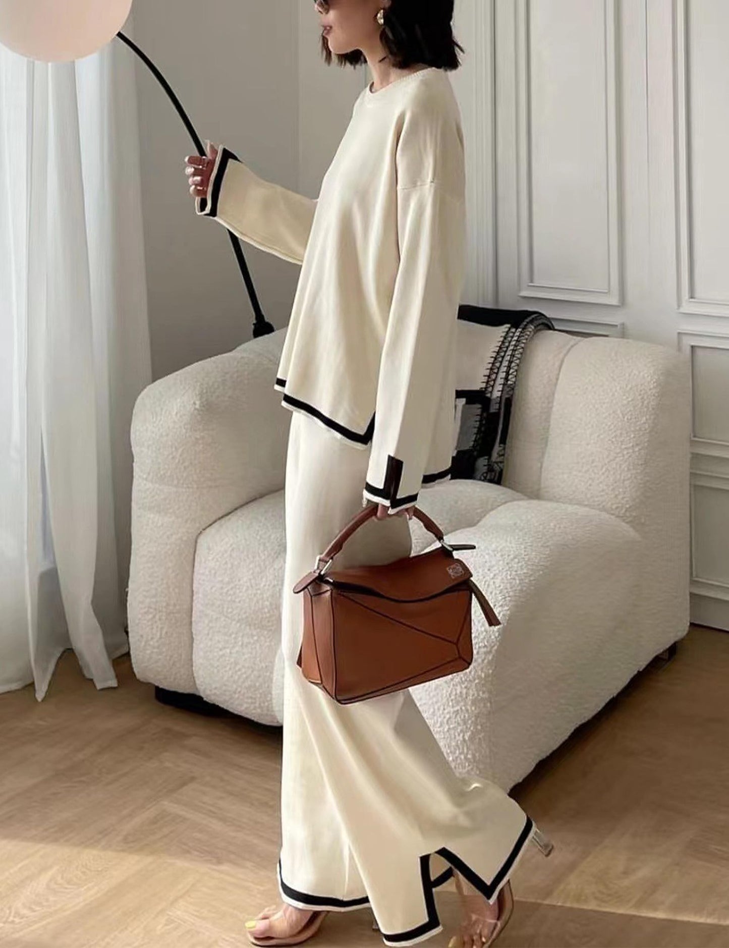 Ella™ Classy Elastic gestricktes Lounge-Set