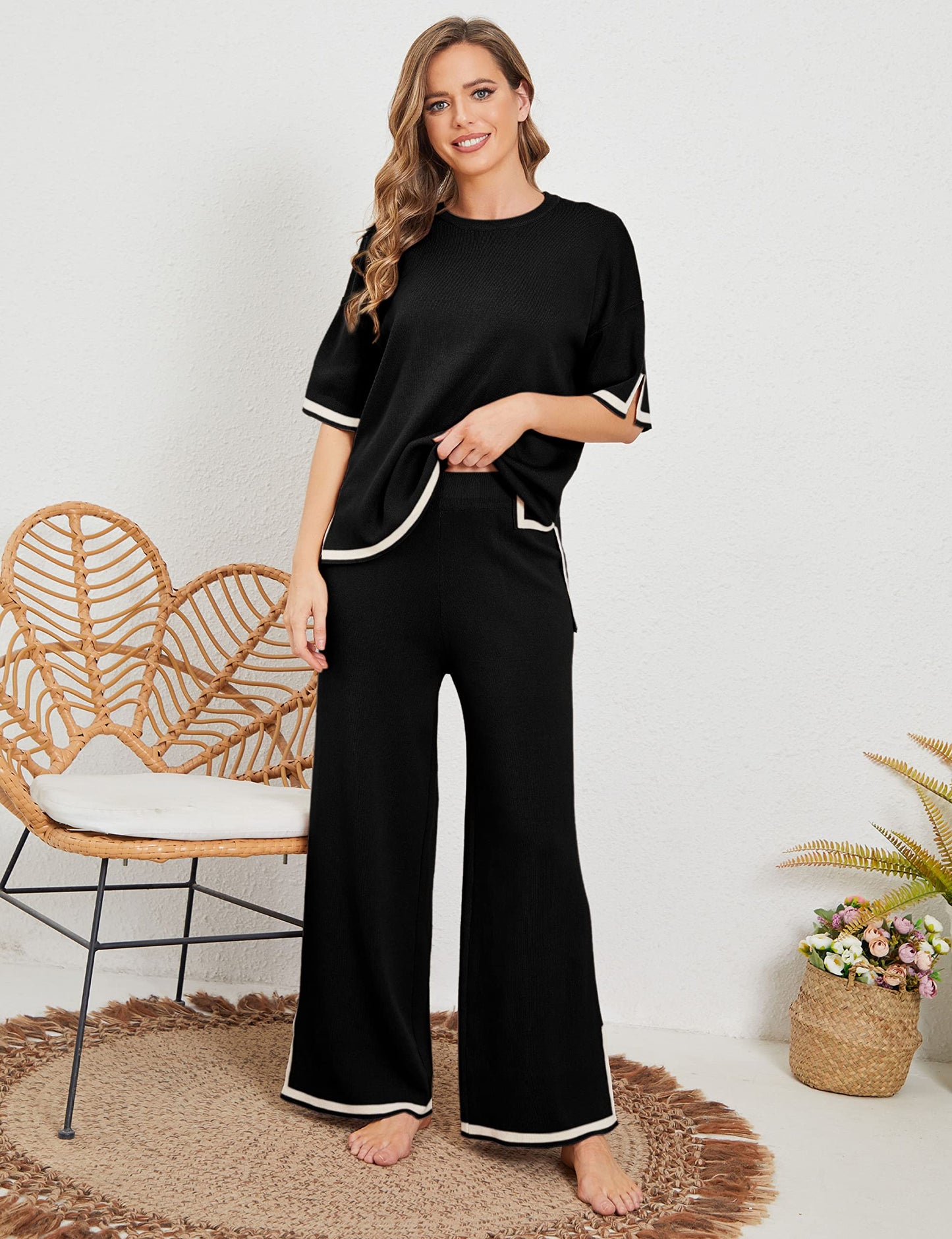 Ella™ Classy Elastic gestricktes Lounge-Set