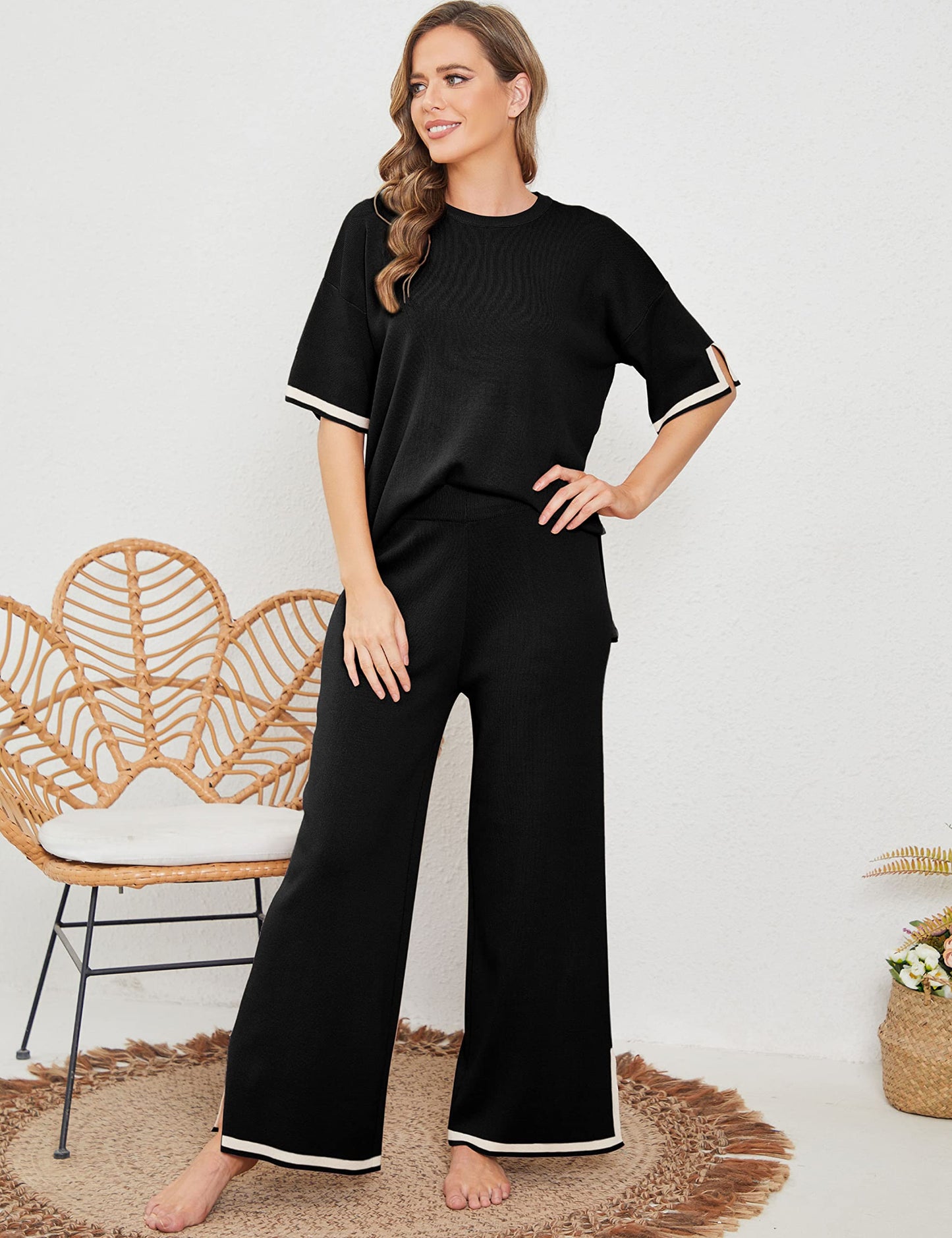 Ella™ Classy Elastic gestricktes Lounge-Set