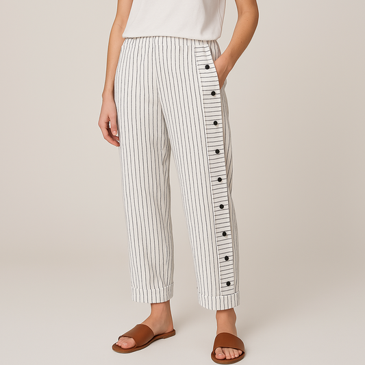 Sera™ | Pantalon à Rayures avec Boutons
