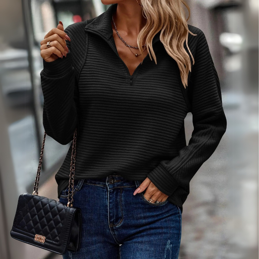 Suzanne™ - Pull détaillé demi-zip