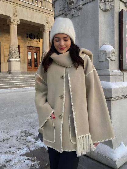Sionne | Veste à franges avec foulard