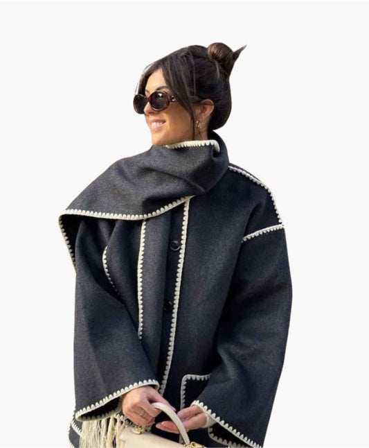 Sionne | Veste à franges avec foulard