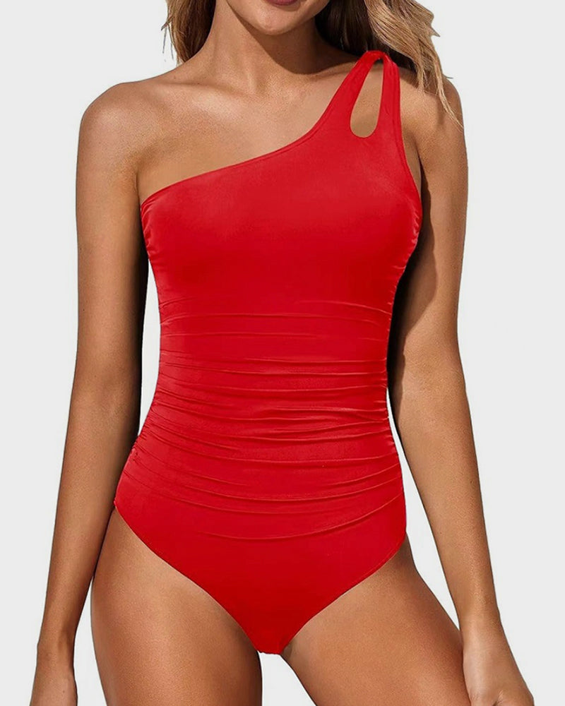Maillot de bain une pièce à épaule unique avec contrôle du ventre