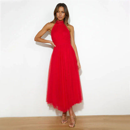 Pearlina - Sleek Mesh High Neck Dress